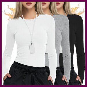 Long Sleeve Thermal Underscrub Slim Fit Fleece Top Nurse Workwear Basic Tee